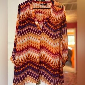 a.n.a Orange and Purple Patterned Tunic
